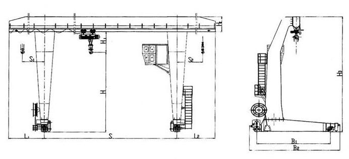 L型電動(dòng)葫蘆起重機(jī)結(jié)構(gòu)圖