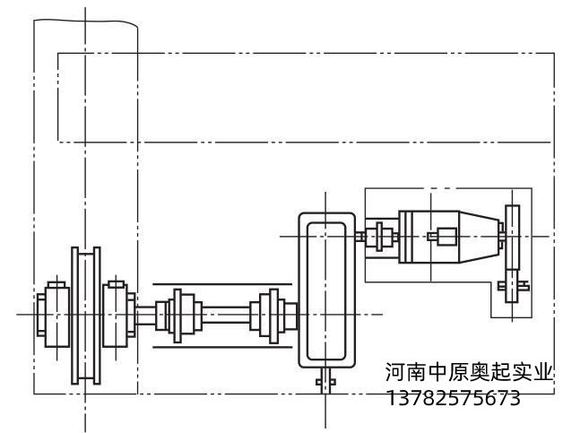 圖1-2傳統(tǒng)橋式起重機(jī)大車運行機(jī)構(gòu)